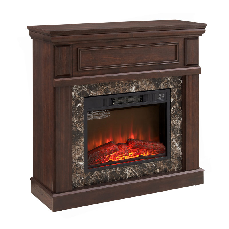 Electric Fireplace With Mantel,Fireplace Mantel Surround With 23" Fireplace Insert, Adjustable Flame, Remote Control, Cherry,41.34"W*14"D*40"H