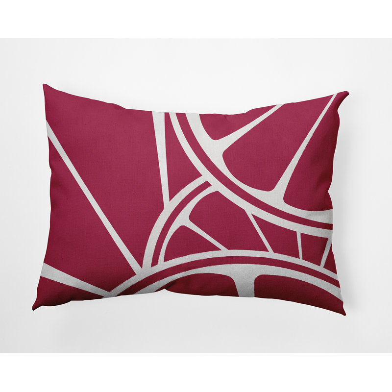 Geometric Outdoor Reversible Throw Pillow, Red/White