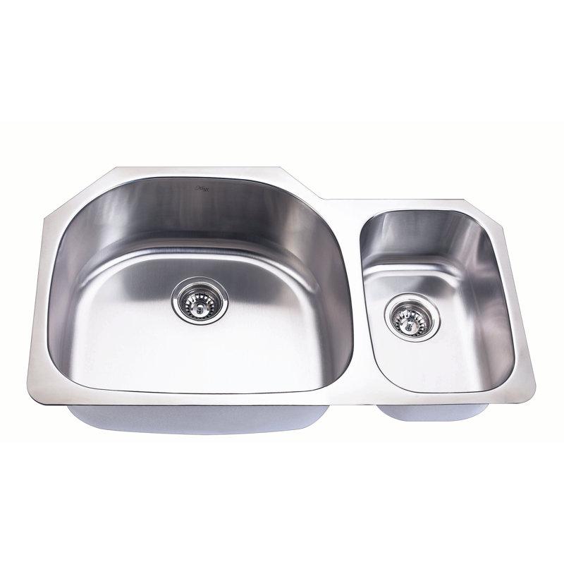 35.25" L x 20.88" W D-Shape Double Undermount Kitchen Sink