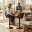 Ensemble de 2 tabourets de bar réglables, tabouret de bar pivotant avec repose-pieds café