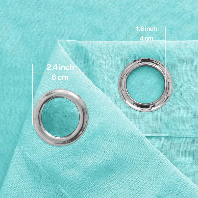 2 Panels Ombre Sheer Curtains - Faux Linen Gradient Semi Voile Grommet Top Drapes for Bedroom and Living Room Decor, Teal