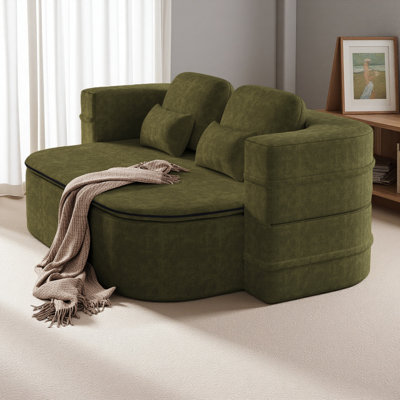 Canapé-lit 75 po 2-en-1, canapé-lit convertible en mousse avec couverture multifonctionnelle, canapé-lit pliant en chenille