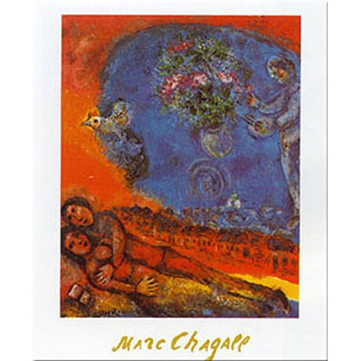 Couple of Lovers par Marc Chagall - Reproduction d'art sur papier sans cadre
