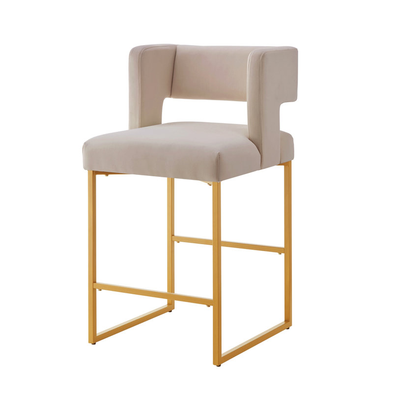Tabouret de bar moderne en velours taupe