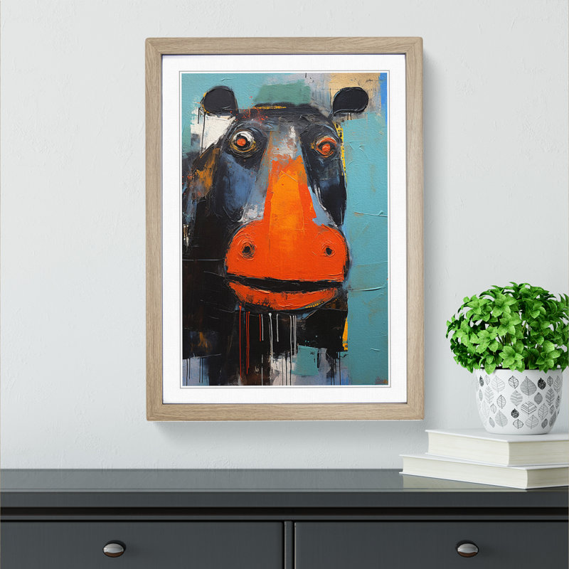Hippo Expressionism Art - Framed Print