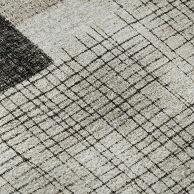 Premium Machine Washable Mayfield Geometric Rug, 1'8" x 2'6", Ivory