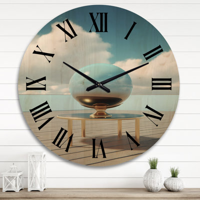 Infinite Possibilities Minimal Surrealistic I - Abstract Landscape Oversized Wood Wall Clock