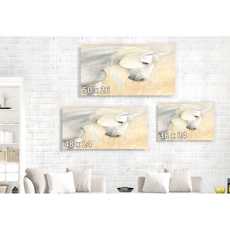 Horse Profile, Painted, Graphic, Yellow, White, Equestrian, 24" H x 48" W x 1.5" D
