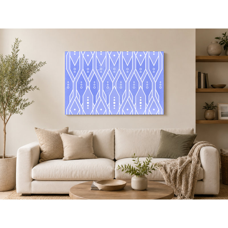 «Blue Geometric Lattice», art mural sur toile, 30" W x 20" H