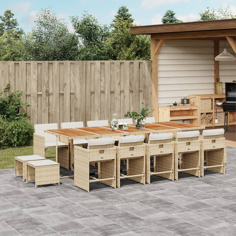  Ensemble de 14 chaises de patio beige et brun