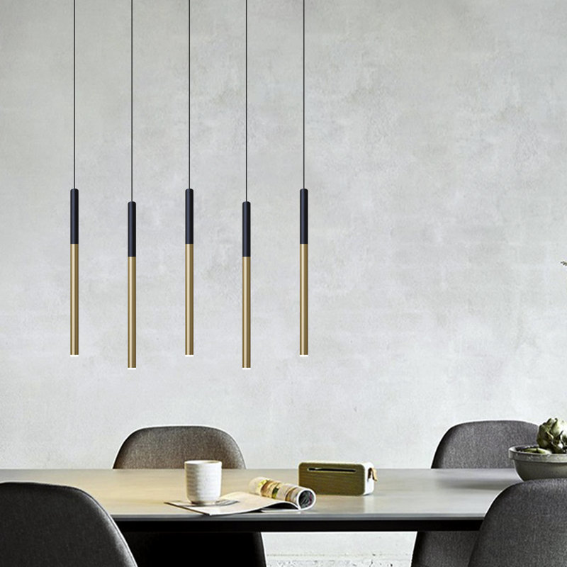 Baileyton 5 - Light Kitchen Island Pendant, Black Top/Brushed Brass