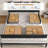PU Upholstered Bed Frame with  Storage Drawers & RGB Bookcase Headboard,  Charging Station-642687624-616361917
