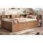 Lit de jour simple avec couchette, structure de lit de jour en bois avec tiroirs de rangement, tablettes latérales et bureau-130175056