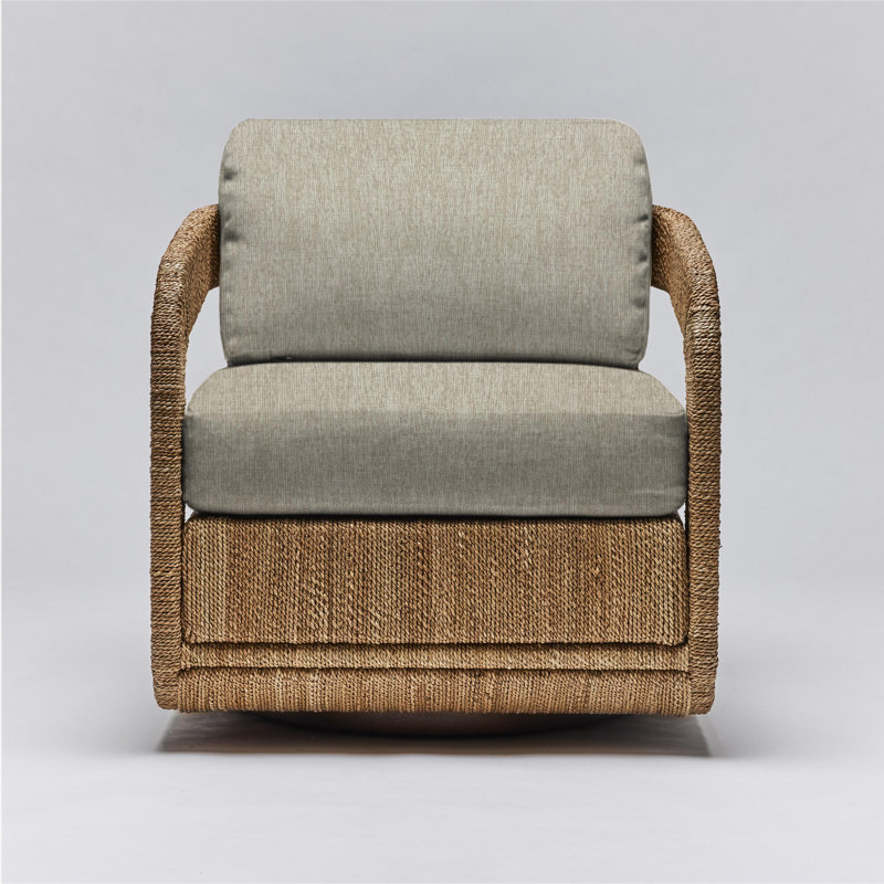 Fauteuil pivotant en cuir 27,5 po Harbour, Ruppie maritime, Similicuir Paille