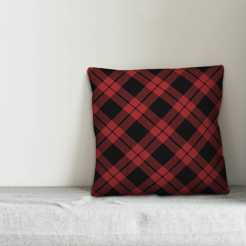  Coussin Christmas, 18 po x 18 po, Noir / Rouge, Extérieur