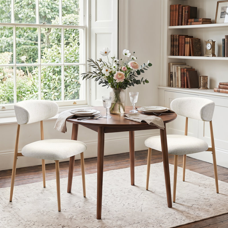Chaise de salle à manger rembourrée 19,7 "avec pieds en métal Kitch, Beige Linen, Cadre en métal de couleur naturelle