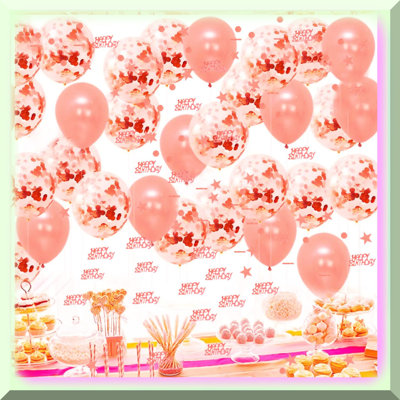 Rose Gold 30th Birthday Party Kit 40pcs Black Pink Decorations