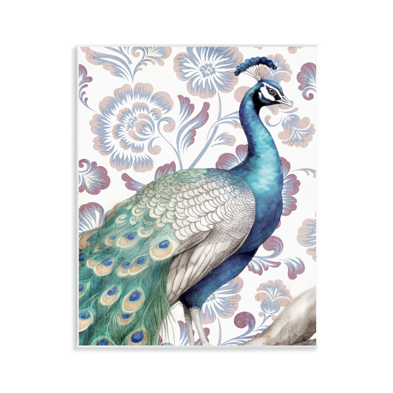 «Peacock on Vintage Florals» par Kim Allen
