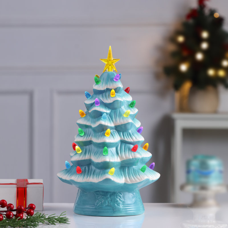 12" Nostalgic Ceramic Tree, Blue