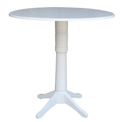 42 " Extendable Rubberwood Round Solid Wood Top with Solid Wood Base Dining Table
