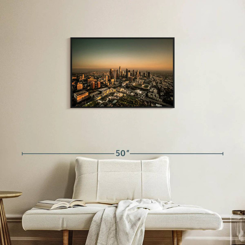 Los Angeles, ciel sépia, Cadre flottant noir, 31 po x 21 po
