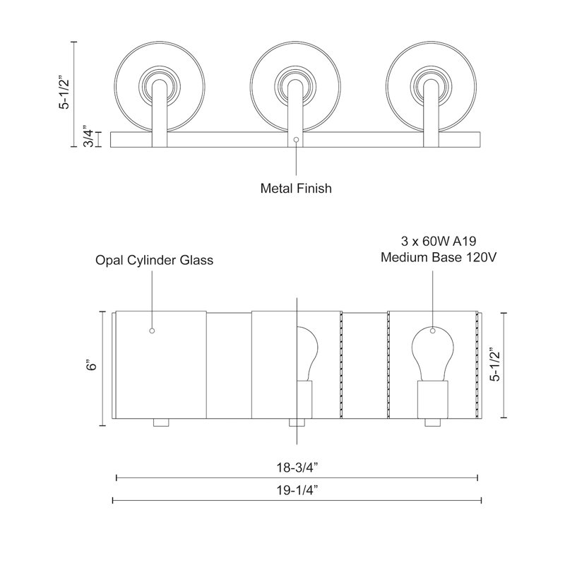 Bridgewater 3 - Light Bath Bar, Brushed Nickel