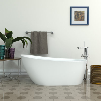 59" x 28" Freestanding Soaking Acrylic Bathtub