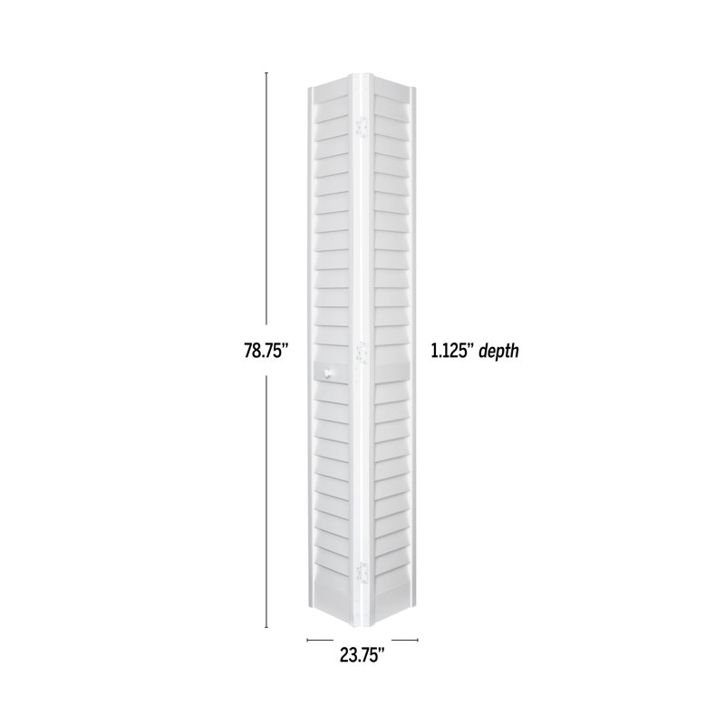 Porte pliante en deux à persiennes en PVC / vinyle, 24 po x 80 po, Blanc