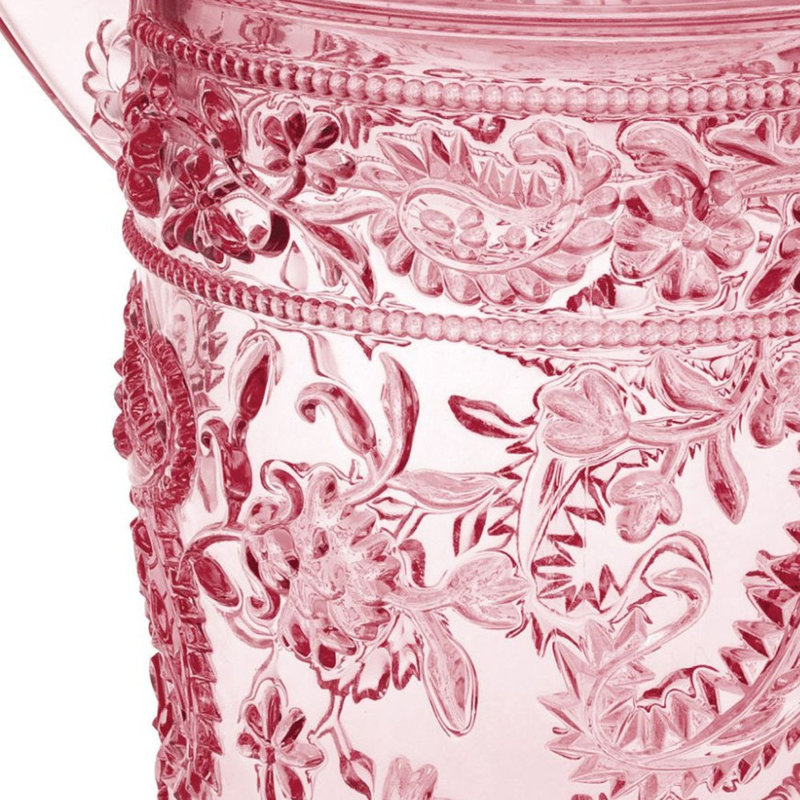 Pichet sans pied en acrylique rose, forme convexe