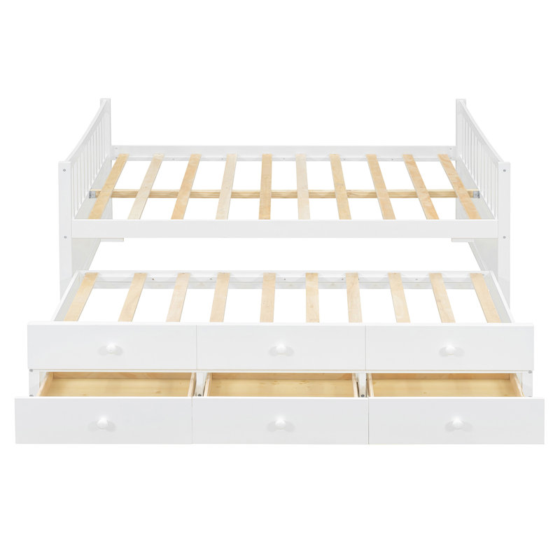 Daybed With  Trundle And Drawers, White