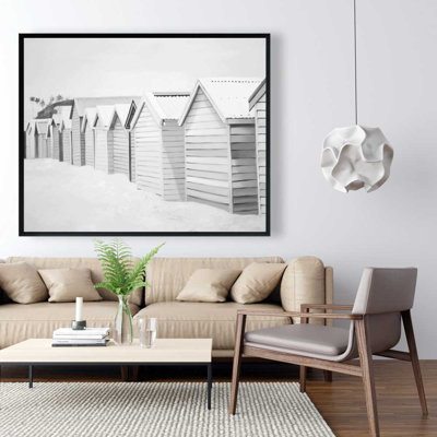 Beach Cabins - Toile encadrée bord de mer pour la décoration intérieure