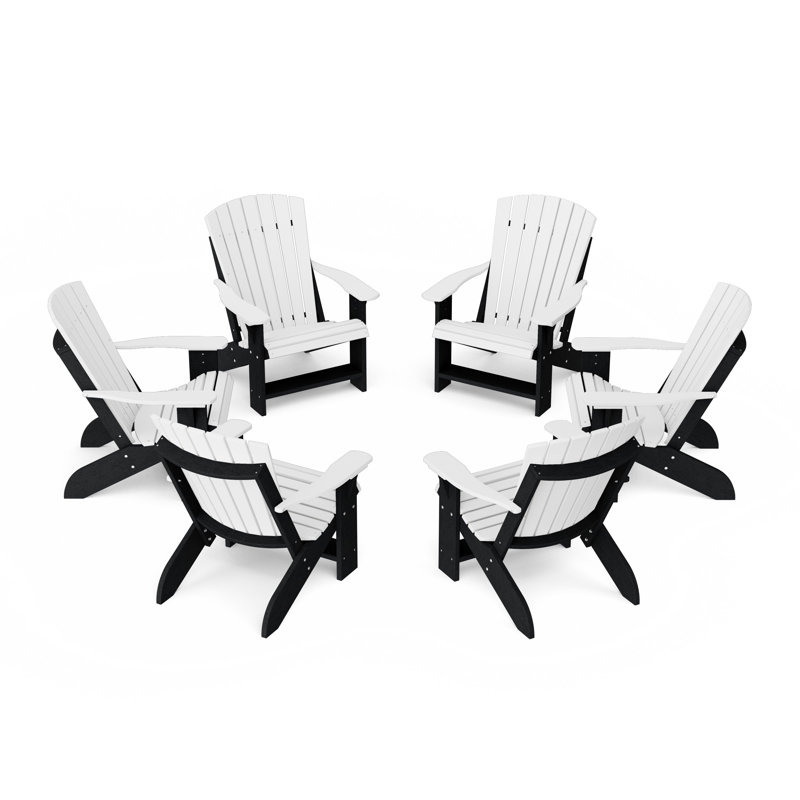 Ensemble de 6 chaises Heritage Adirondack, Blanc/Noir