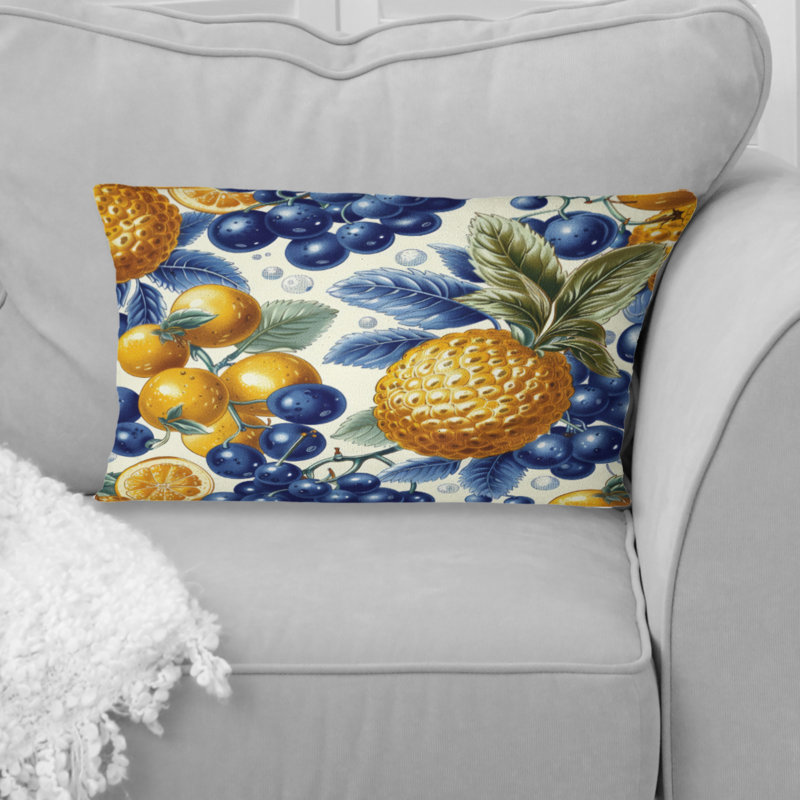 Coussin lombaire à motif de fruits