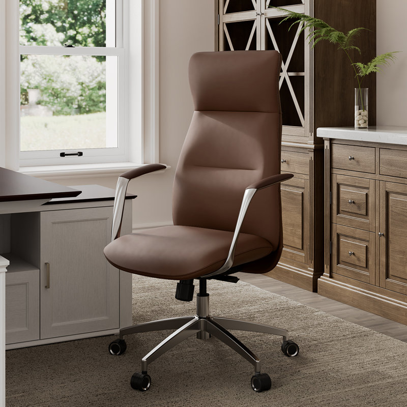 Yianna Ergonomic Executive Office Chair with Headrest, Brown