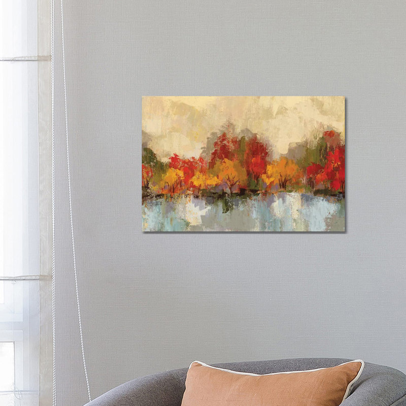 Autumn River Reflection by Silvia Vassileva - No Frame Gallery-Wrapped Canvas Giclée on Canvas, 66.04 cm H x 45.72 cm W