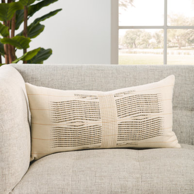 Milak Beige/ Ivory Tribal Lumbar Pillow Cover 13X21
