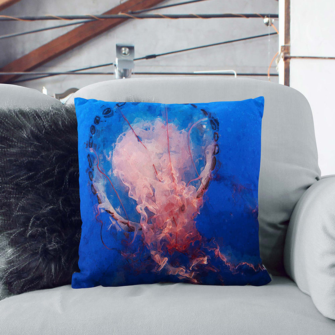 Jellyfish in Abstract Cushion with Filling