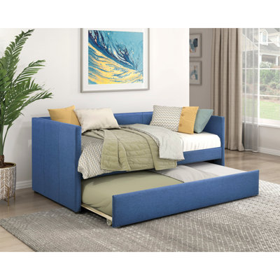 Lit de jour avec couchette en tissu, fabrication en bois, couchette moderne, endroit calme