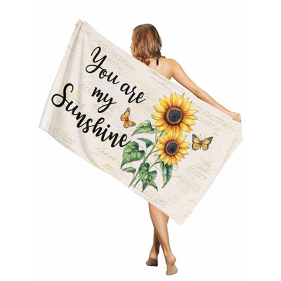 Serviette de plage rustique printanière à motif tournesol et papillon, grande serviette de piscine, séchage rapide, absorbante et douce, sans sable, 127 x 152 cm. Un sac en toile assorti à la serviette de plage imprimée vous sera offert.