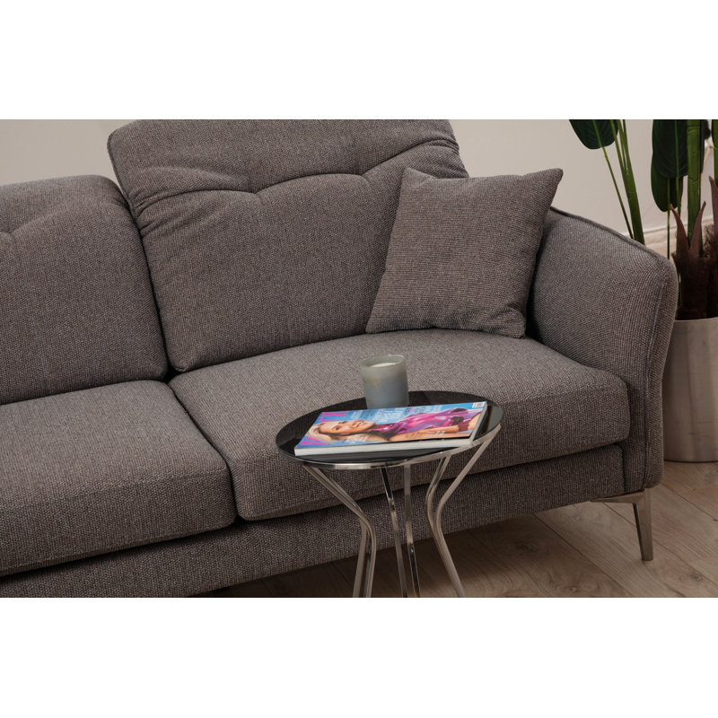 Élégant canapé d'angle gris de 114,2 po x 70,9 po x 37,8 po | Structure en bois de hêtre et en bois aggloméré durable | Tissu 100% polyester, nettoyage à sec | Comprend 2 coussins, coussins fixes, mécanisme réglable | Design moderne pour le salon