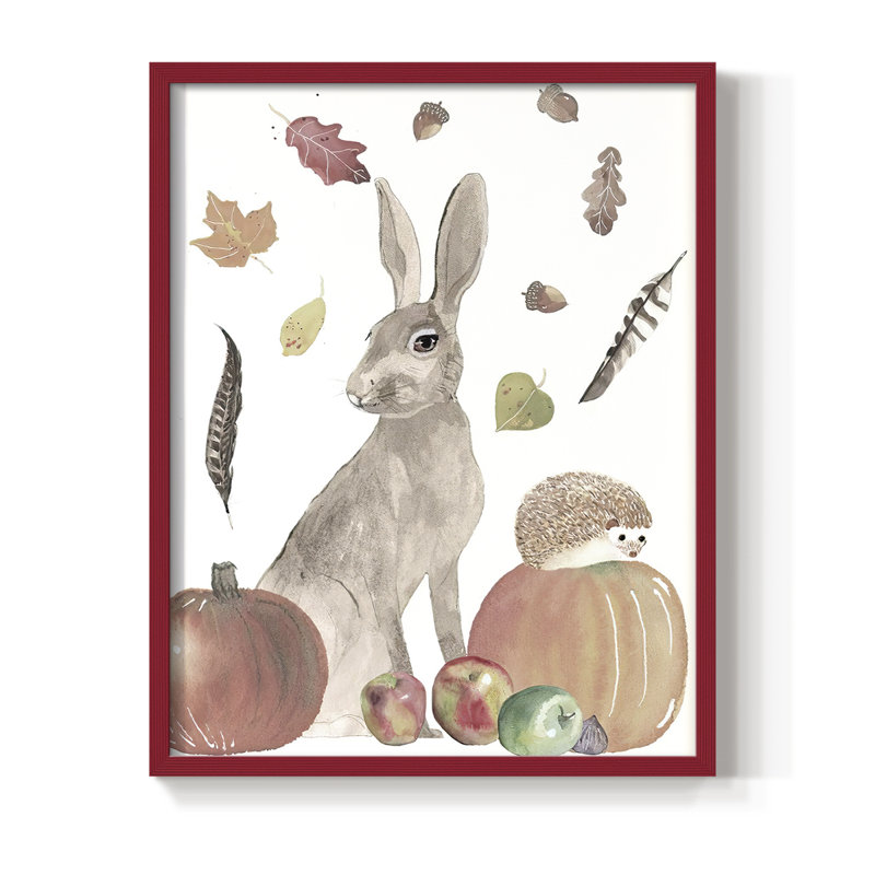 «CuteAutumnForest II», reproduction encadrée - bois massif, H 15 po x l 12 po, Rouge