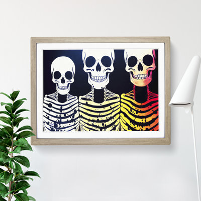 Three Skeletons Abstract 1 Piece Single Picture Frame Wall Art