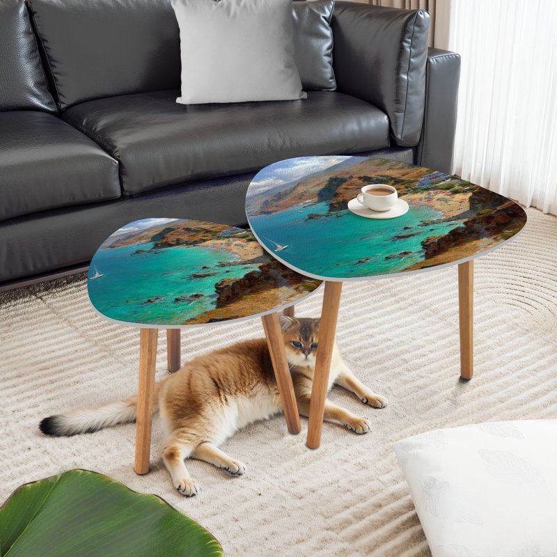 Ensemble de 2 tables basses gigognes triangulaires pour table de bout Positano Coast