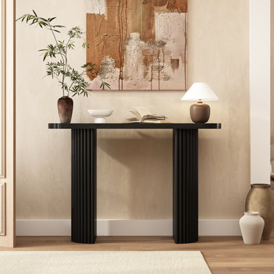 Gennari Fluted Wood Console Table with Oval Tabletop