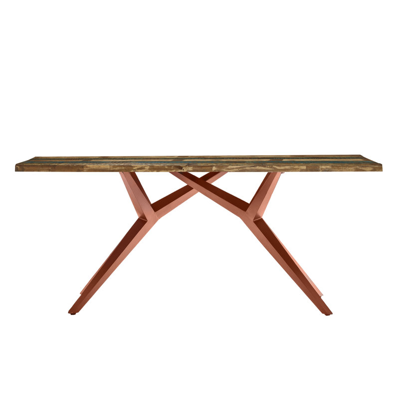 Maura Rectangular Wood Top Dining Table with Steel Base, H73 x L180 x W100cm, Bronze
