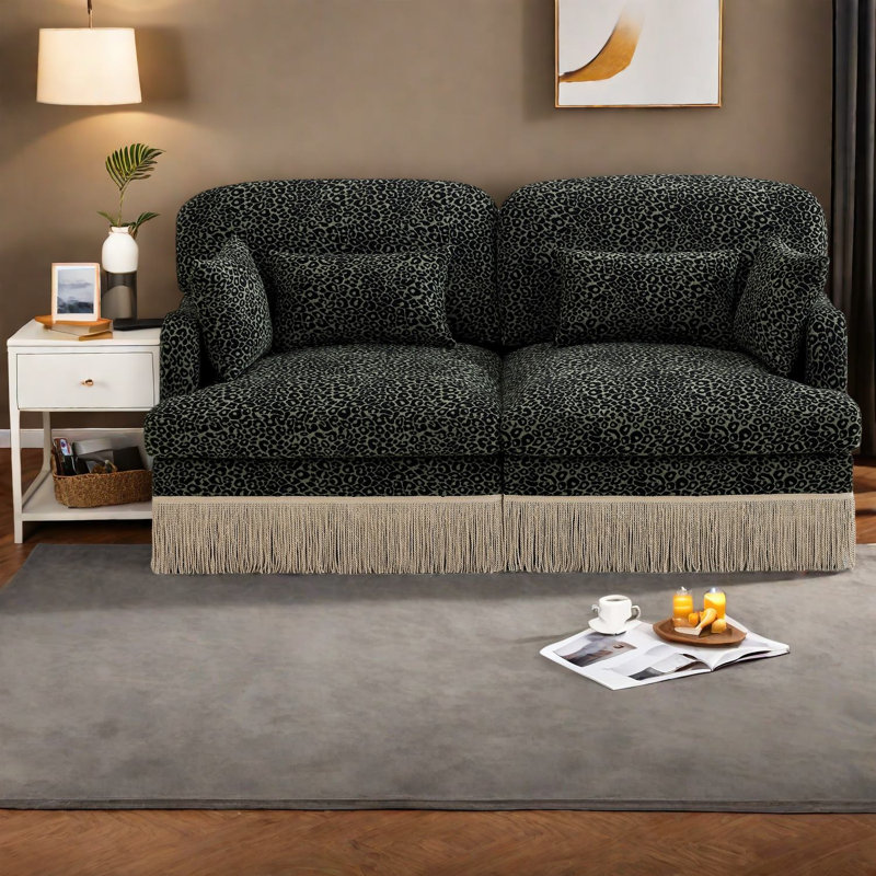 Canapé modulaire profond en chenille à imprimé léopard