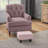 Ottoman Small Cube Foot Rest, Linen Fabric, Wood Frame, Pink, Living Room | Wood -770192309