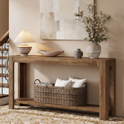 2-Tier Entryway Console Table, Narrow Long Sofa Table with Storage