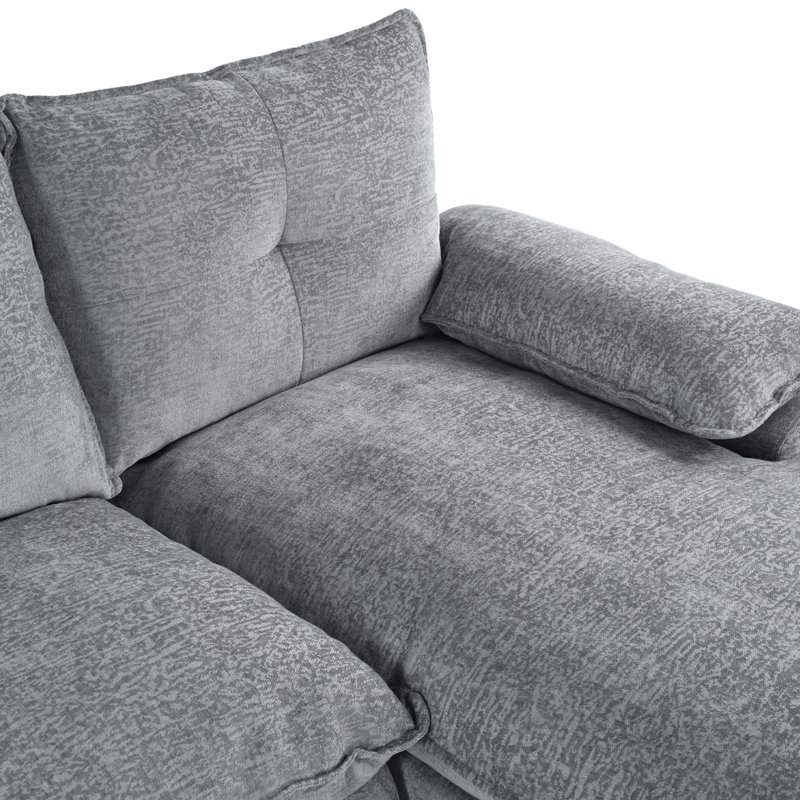 Canapé modulaire en U en chenille avec accoudoirs réglables, Gris