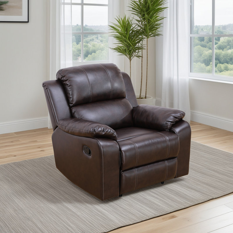 Ensemble de canapé inclinable manuel 4 pièces avec console de rangement - Canapé modulaire en similicuir respirant brun